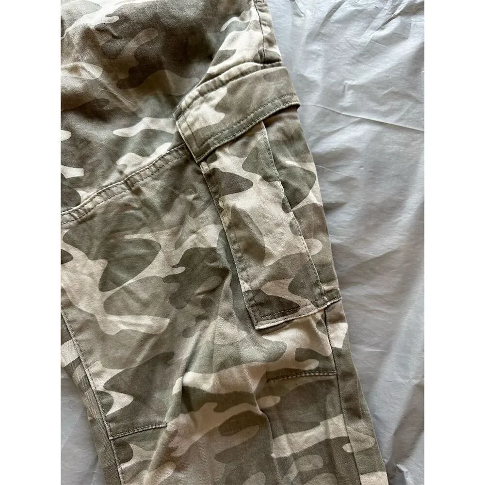 Men's Camouflage Cargo Pants with Elastic Waistband & Pockets Size S
